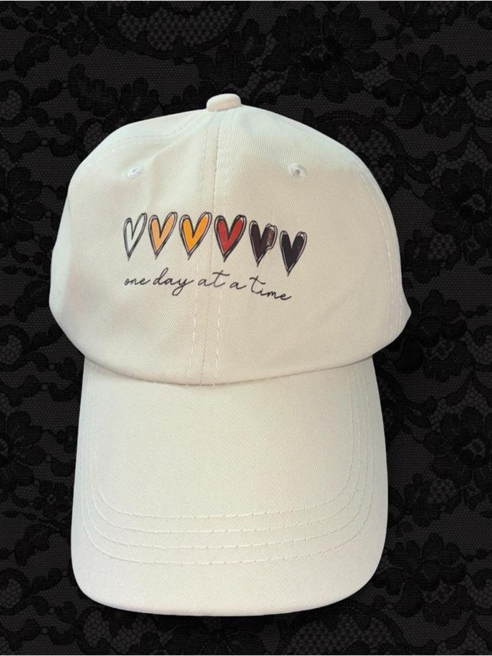 Tan "One Day At A Time" Embroidered Dad Hat Unisex Baseball Cap